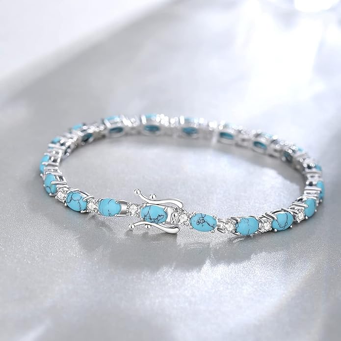 FANCIME Birthstone Bracelets Sterling Silver Tennis Bracelets Charm Fine Jewelry Birthday Gifts for Women 7"
