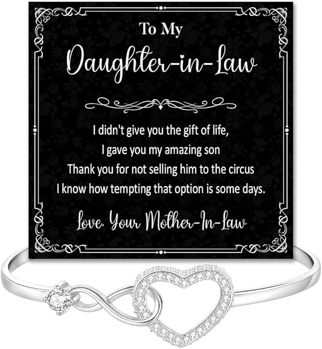 To My Beautiful Daughter In Law Bracelet From Mother-In-Law, Daughter In Law Birthday Gifts, Infinity Star Heart Bracelet For Her With Heartfelt Message Card & Elegant Box, Bonus Daughters Bracelets