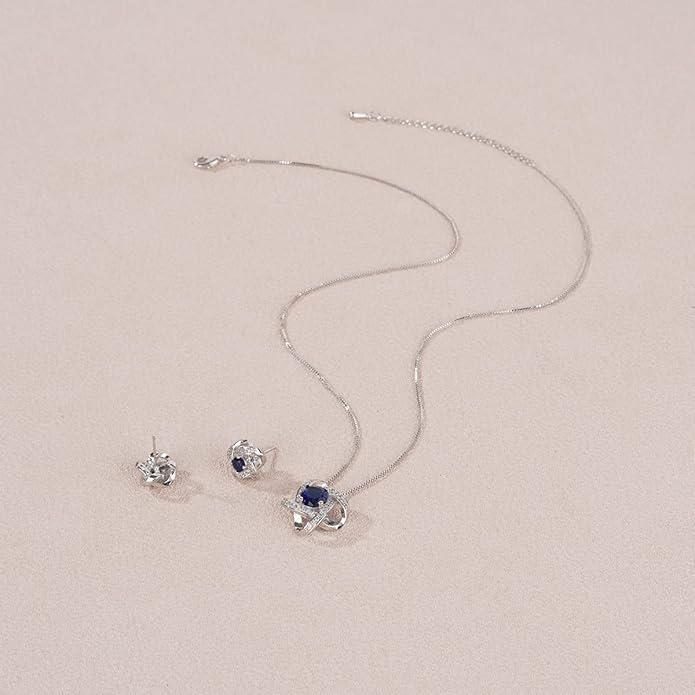 AMYJANE Bridal Jewelry Set for Women - Crystal Cubic Zirconia Love Knot Necklace Stud Earrings Elegant CZ Jewelry Set for Wedding Bride Bridesmaids Gift Set