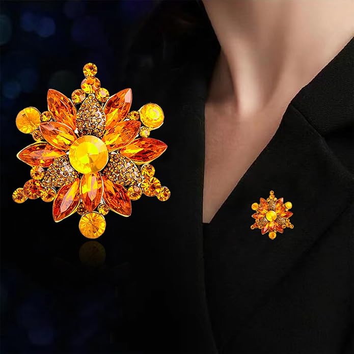 Rhinestone Flower Brooch Pin for Women Red Black Purple Flower Broochs Pin Hat Christmas Brooch Jewelry