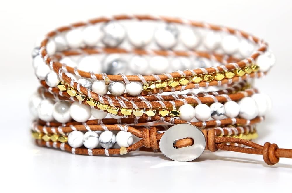 ZOSOJONA Boho Wrap Bead Bracelet for Women - Handmade Adjustable Natural Stone Beaded Bracelets Rope Yoga Healing Bracelet Bangle Hippie Jewelry