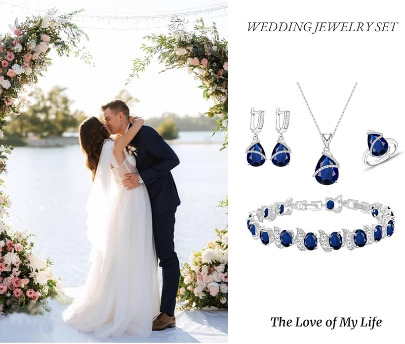 ZCGJWE Wedding Jewelry Set for Women Gem Necklace Earrings Bracelet Luxury Jewelry Set Birthday Valentine's Day Mother's Day Christmas Prom Jewelry Gift