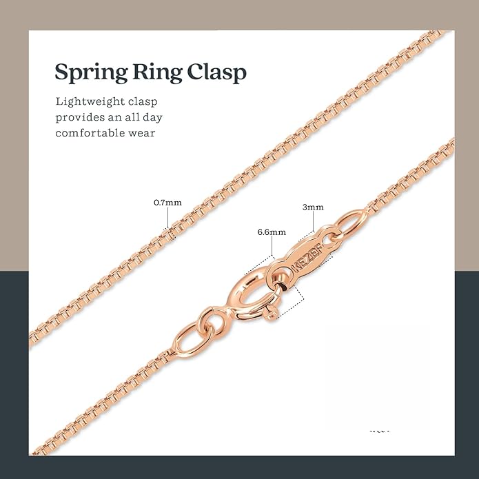 KEZEF 925 Sterling Silver Necklace for Women | Thin 0.7mm 18k Gold plated, Rose Gold chain for women, Silver chain necklace jewelry | cadena de plata 925 para hombre mujer
