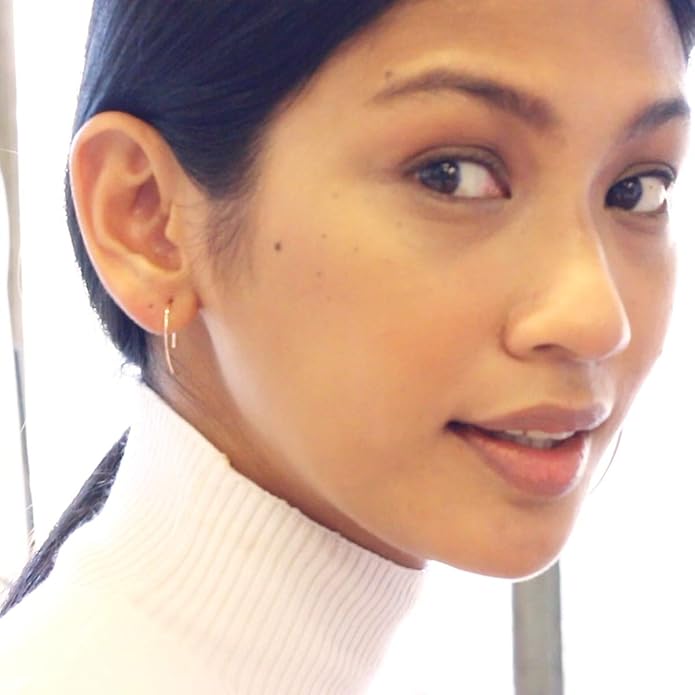 Upside Down Hoop Earrings - Hypoallergenic Lightweight Wire Needle Drop Dangle Threader Hoops for Women, Safe for Sensitive Ears - Plated in 925 Sterling Silver or 18k Gold