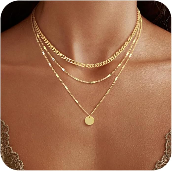 14K Gold Plated Layering Necklaces For Women Gold Necklace Set, Cuban Link, Snake Chain, Paperclip Layered Chains, Twisted Rope and Twisted Chain, Trendy Layering Necklace