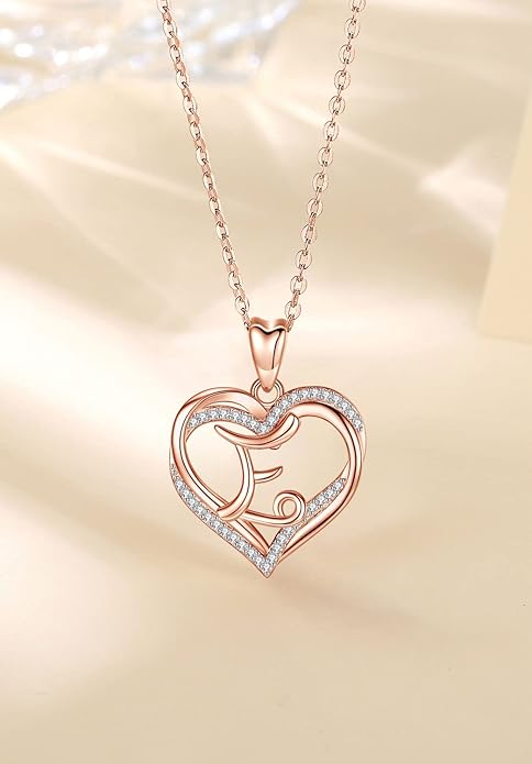 INFUSEU Unique Initial Necklaces for Women Girls Small Heart Letter Jewelry, Meaningful Personalized Gifts