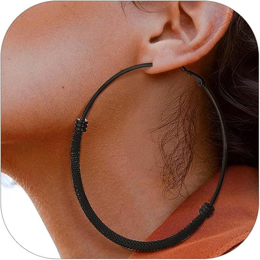 PROSTEEL 30/40/60/80/100mm Chunky Hoop Earrings For Women Gold Plated/Black Stainless Steel Hoops Earrings Statement Jewelry