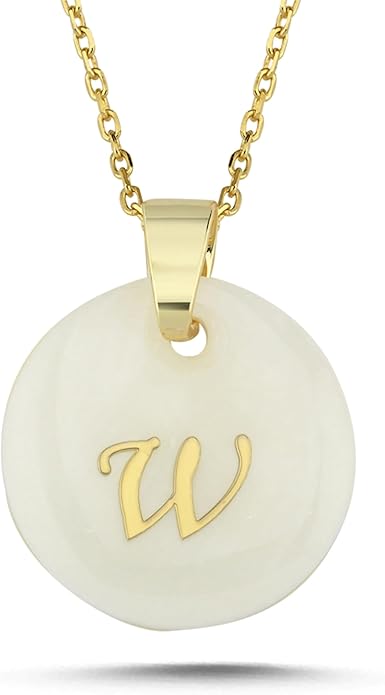 Initial Necklace for Women - Gifts for Women 18ct Gold Vermeil Letter Necklace Genuine Mother of Pearl 925K Sterling Silver Dainty Letter A-Z Necklace