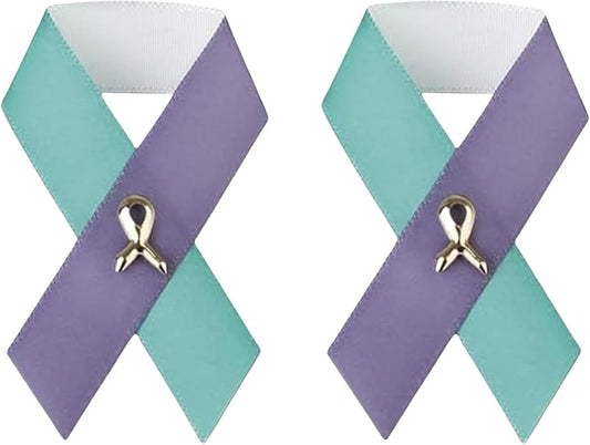 1/2/5/10/25/50/100pcs Satin Awareness Ribbon Pins (Pick your color), for Cancer & Disease Awareness, Bulk Quantities for Fundraising, Events, Gift Giving