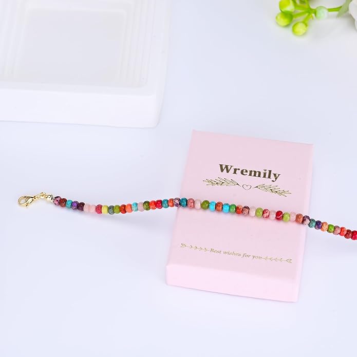 Natural Stone Beaded Anklets Bracelets for Women Handmade Beaded Anklet Bracelet Waterproof Boho Beads Ankle Bracelet Adjustable Summer Jewelry