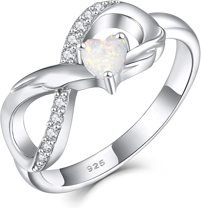 STARCHENIE Infinity Promise Ring 925 Sterling Silver Angel Wings Heart Ring for Women Size 5-10