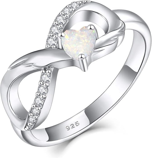 STARCHENIE Infinity Promise Ring 925 Sterling Silver Angel Wings Heart Ring for Women Size 5-10
