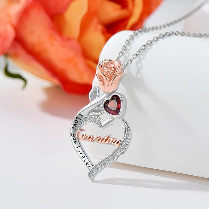 Mother's Day Necklace Gifts 925 Sterling Silver Mom/Wife/Grandma/Nana/Family I Love You Mom Necklace for Women Jewelry Birthday Gifts for Couple