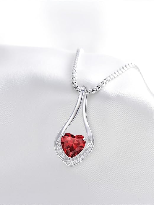 Birthstone Necklaces for Women,18k Yellow/White Gold Plated Forever Love Heart Infinity Pendant Necklace Anniversary Jewelry Christmas Birthday Gifts for Women Her Wife Girlfriend