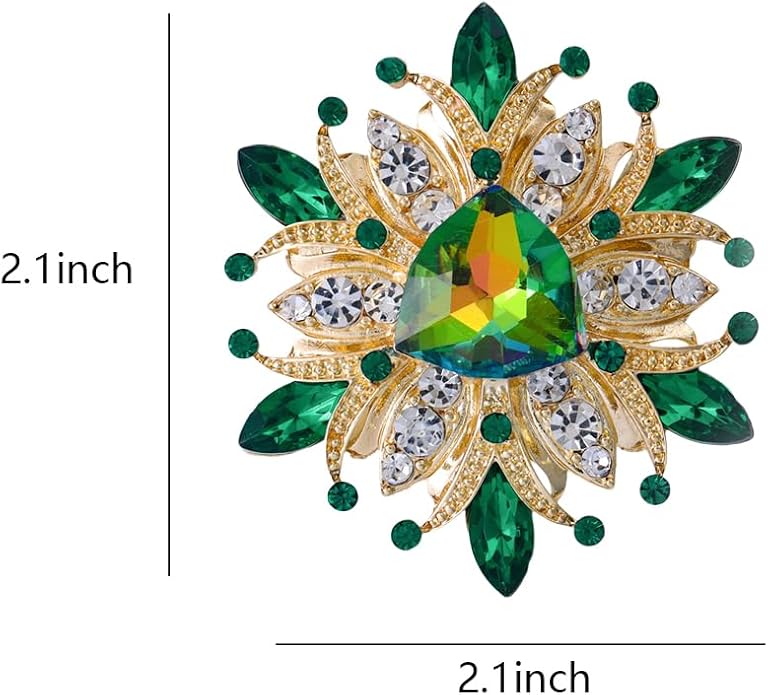 Large Crystal Flower Brooch Pin for Women Red purple pink green Rhinestone Flower Lapel Pin Wedding Party Birthday Dance Banquet Dress Suit Ceremony Clothes Hat Bag Accessories Jewelry