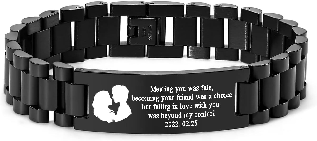 VNOX Masculine Watch Band Stainless Steel Link Bracelet Personalized Jewelry Gift for Men DAD Father Husband Boyfriend