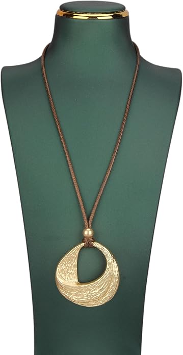 Boho Necklaces for Women Chunky Circle Necklace Layered Boho Circle Leather Choker Necklace Long Vintage Necklaces Bohemian Jewlery Gifts