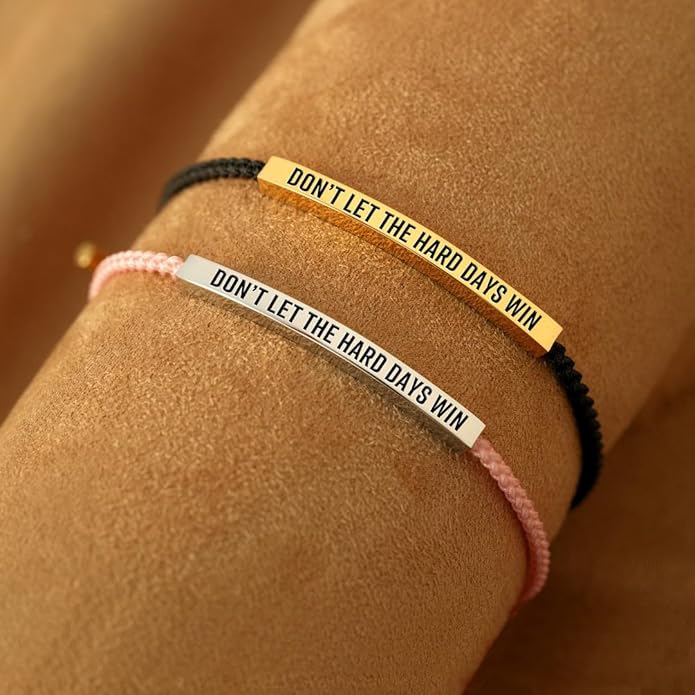 KHKINDPRO Dont Let The Hard Days Win Bracelet for Women Men, Handmade Braided Adjustable Wrap Stainless Steel To My Daughter/Best Friend Inspirational Gifts Ladies Jewelry