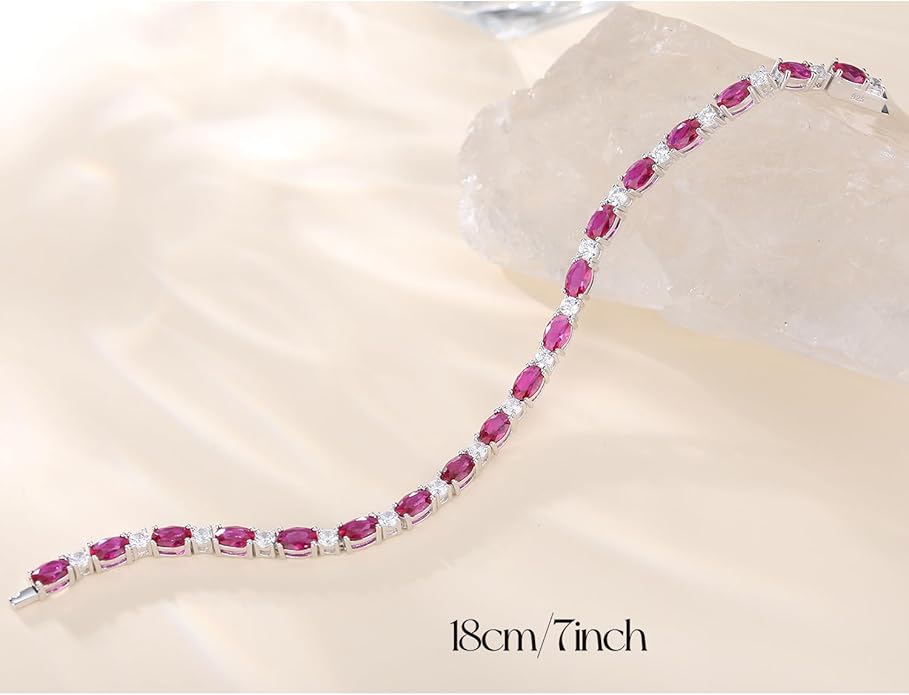 FANCIME Birthstone Bracelets Sterling Silver Tennis Bracelets Charm Fine Jewelry Birthday Gifts for Women 7"