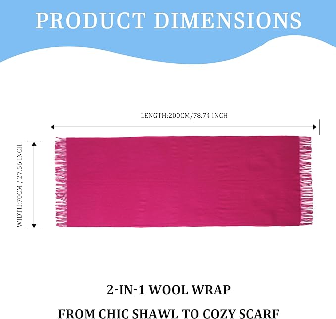 Temminc Winter Scarf for Women - Soft Warm Pashmina Shawl Wrap, Lightweight Fashion Blanket Travel Shawl, Solid Color Scarf