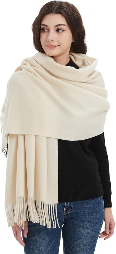 Novawo Wool Shawl Large Thick Pashmina Travel Blanket Scarf Winter Wraps for Women