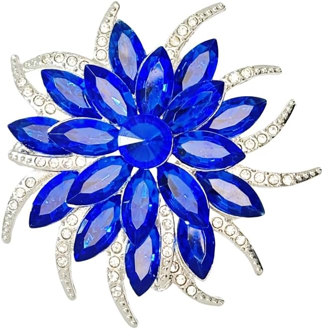 Large Crystal Flower Brooch Pin for Women Red purple pink green Rhinestone Flower Lapel Pin Wedding Party Birthday Dance Banquet Dress Suit Ceremony Clothes Hat Bag Accessories Jewelry