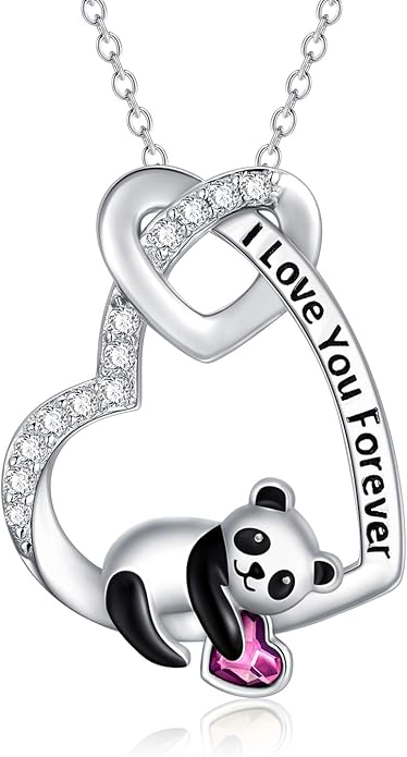 AOBOCO I Love You Forever Elephant/Koala/Sloth Cute Animal Heart Pendant Necklace with Austrian Crystal, Valentines Anniversary Birthday Jewelry Gift for Women