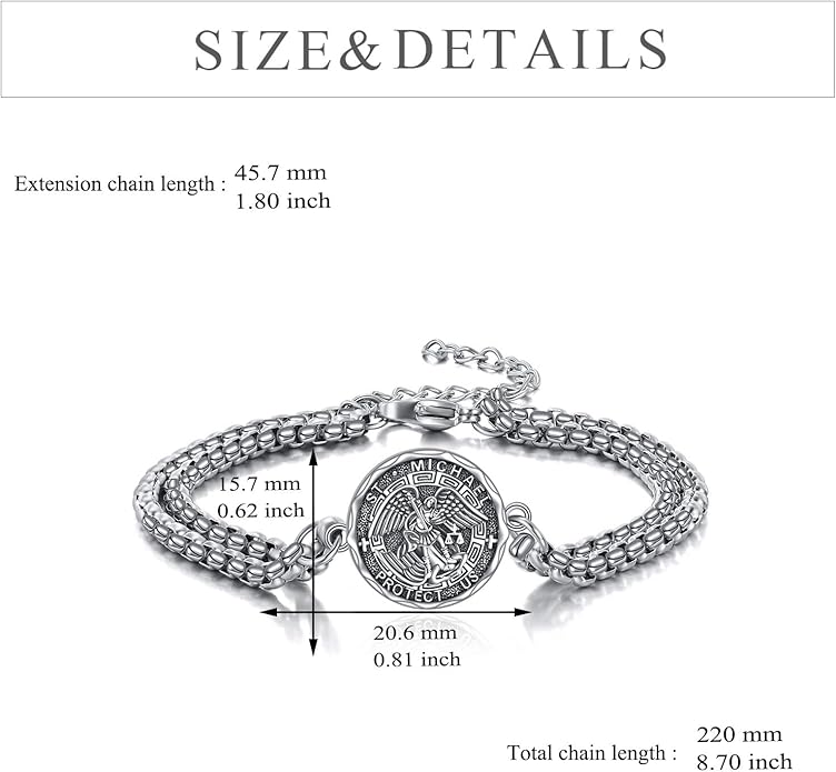 YFN Patron Saint Bracelet Sterling Silver Religious Protector Bracelet Jewelry Gift for Women Men