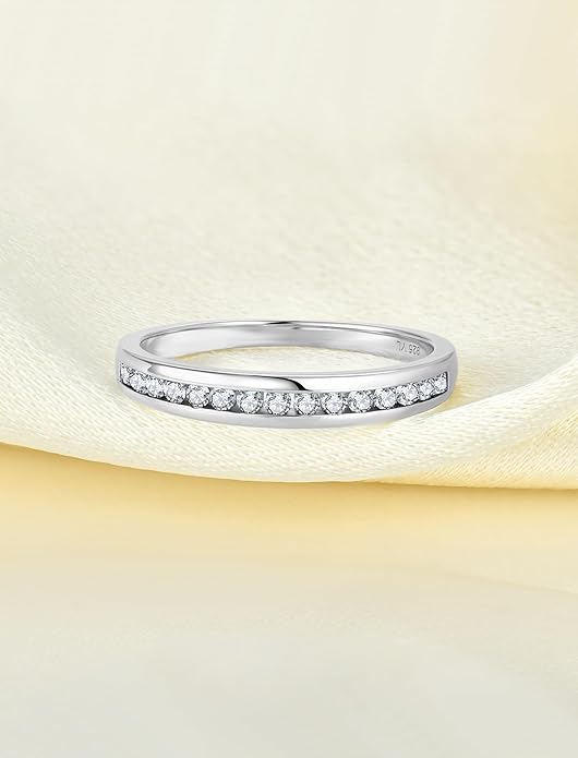YL Stackable Rings 925 Sterling Silver Halo Birthstone Eternity Bands Jewelry for Women
