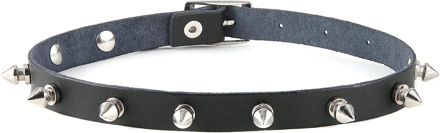 HZMAN Fashion Women Men Cool Punk Goth Metal Spike Studded Link Leather Collar Choker Necklace