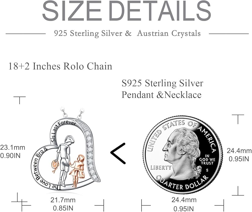 AOBOCO Gifts for Sister 2 3 Sisters Necklace for Women Sterling Silver Sister Crystal Pendant Jewelry Birthday Christmas Gifts for Friend Female Friendship Lasts Forever