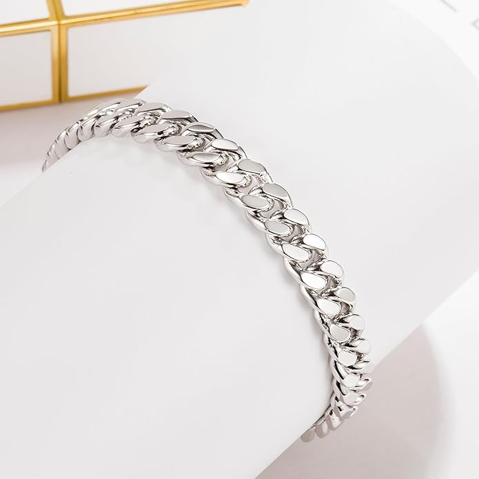 Fashion 925 Sterling Silver Solid Miami Cuban Link Chain Bracelet 8MM-12MM-14MM Curb Cuban Solid Thick Big Link Bracelet For Men 7-10 Inch Jewelry Gift