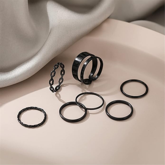 FAXHION Gold Knuckle Rings Set for Women Snake Chain Stacking Ring Vintage BOHO Midi Rings SIze Mixed