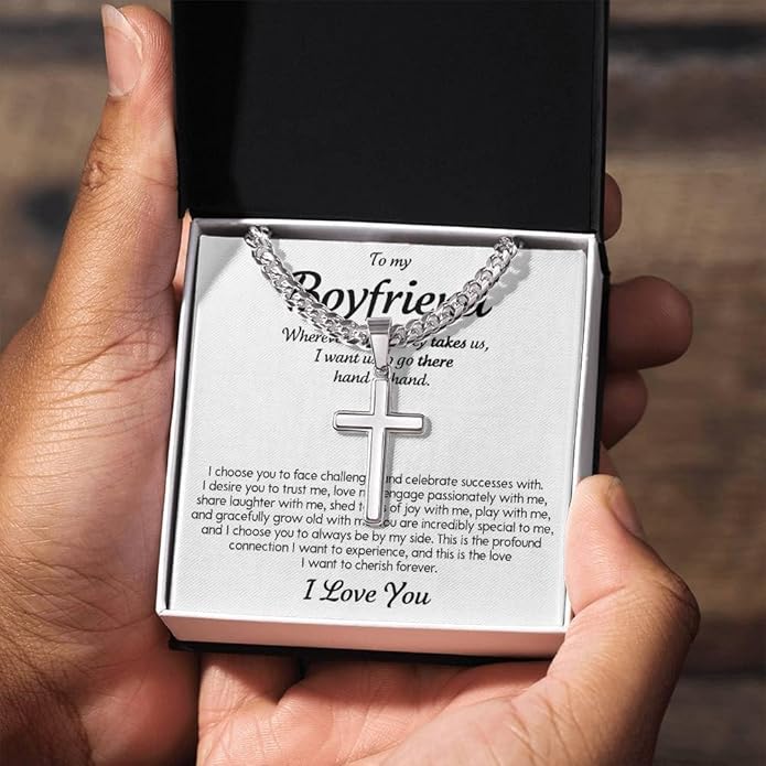 VIRAGIL To My Man Necklace Chain for Men, Silver Stainless Steel Chain Jewelry, Romantic Gift from Partner for Birthday Valentine or Everyday Wear with Meaning