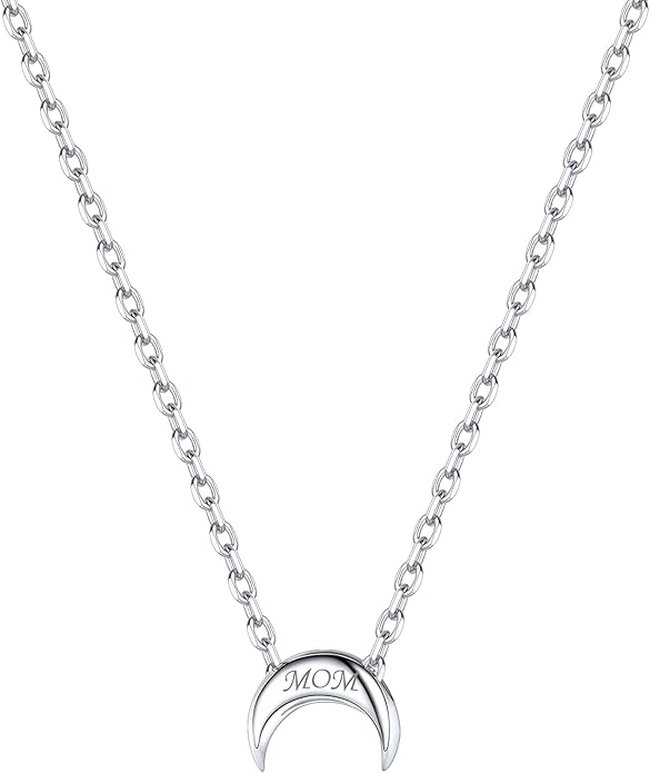 ChicSilver Personalized 925 Sterling Silver Dainty Small Heart/Star/Moon/Dot/Triangle Pendant Necklace for Women, Silver/Gold/Rose Gold/Black (with Gift Box)