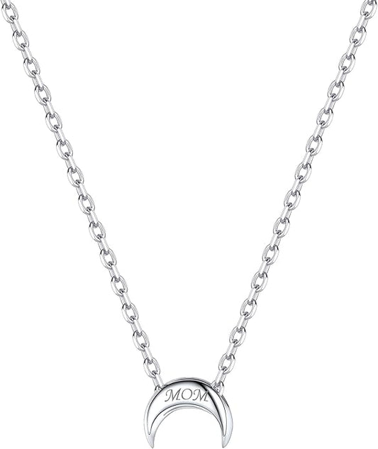 ChicSilver Personalized 925 Sterling Silver Dainty Small Heart/Star/Moon/Dot/Triangle Pendant Necklace for Women, Silver/Gold/Rose Gold/Black (with Gift Box)