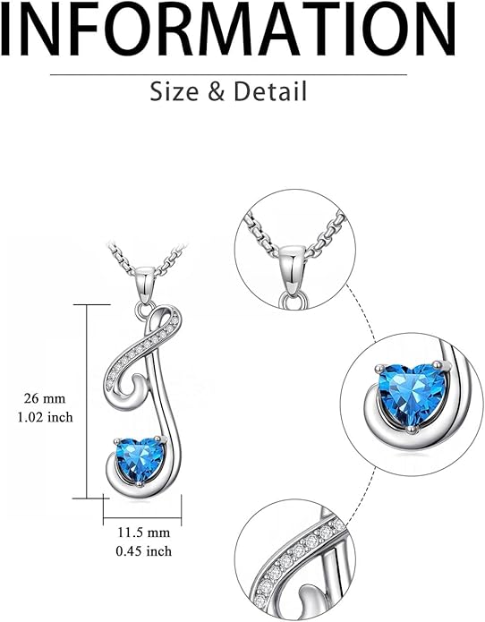 Christmas Gifts for Women Alphabet A to Z Initial Birthstone Pendant Necklaces for Women - 18k White Gold Plated Personalized Name Jewelry Valentine Mothers Day Birthday Gifts for Women Her Girlfriend