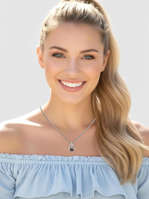 KANNSOAR Tahitian Black Pearl 18K White Gold Plated Sterling Silver Heart/Infinity/Four Leaf Clover Pendant Necklace Jewelry Gifts for Women Wife Mom Girlfriend Wedding Birthday Anniversary Christmas