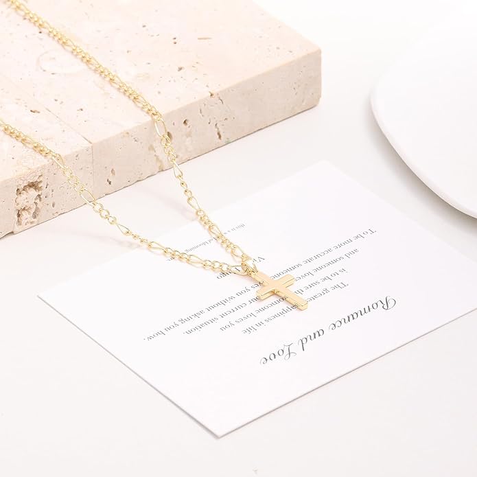 Cross Necklace for Women Dainty 14K Real Silver Gold Plated Layered Cross Pendant Necklace Stack Simple Trendy Cute Charm Choker Necklaces Jewelry Gift for Women Teen Her