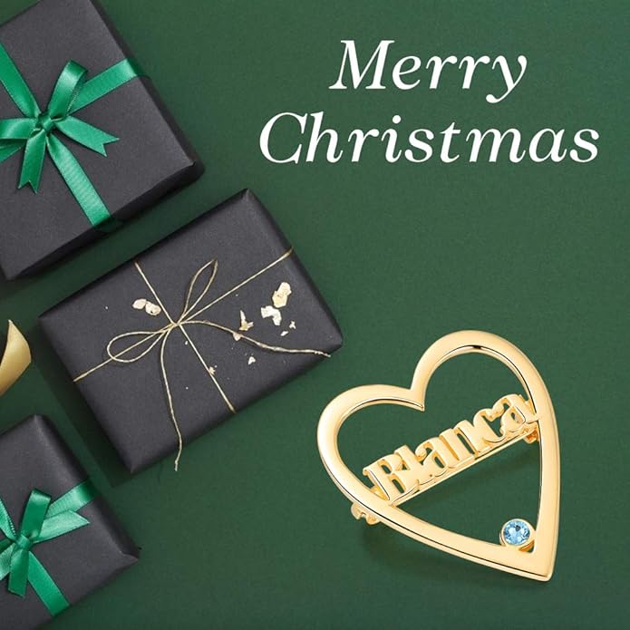 Albertband Name Brooch Pin Personalized Gifts for her Customized Name Brooch for Mother Women Fashion Pin Jewelry Christmas Gifts for mom