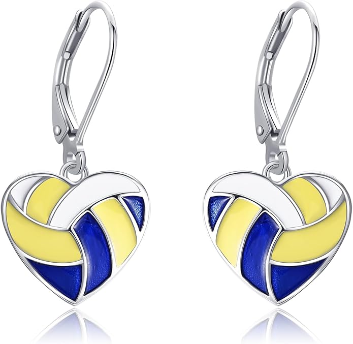 YFN Sports Jewelry Earrings 925 Sterling Silver Baseball Softball Basketball Rugby Football Tennis Volleyball Earrings for Women and Sports Fans Gifts