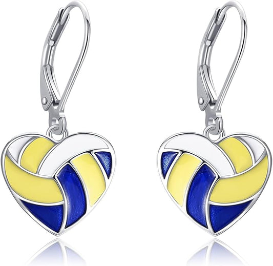 YFN Sports Jewelry Earrings 925 Sterling Silver Baseball Softball Basketball Rugby Football Tennis Volleyball Earrings for Women and Sports Fans Gifts