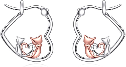 AXELUNA Animal Earrings Sterling Silver Mom and Daughter Earrings Heart Jewelry Gift for Women Mother