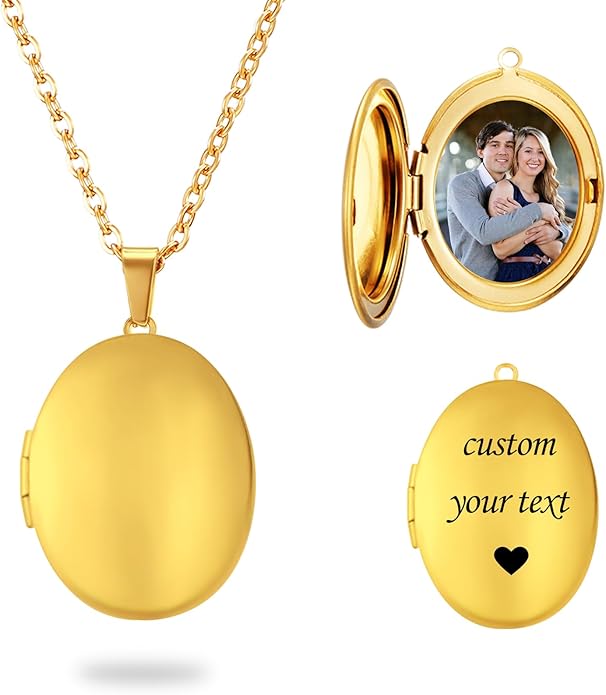 PHOCKSIN Personalized Locket Necklace for Women Photo Necklace with Customized Picture Birth Flower Birthstone New Years Gifts for Women
