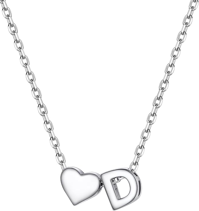 PROSILVER Initial Heart Necklace for Women, 925 Sterling Silver Tiny Heart Letter Necklace Siver, Gold Necklace, Come with Box