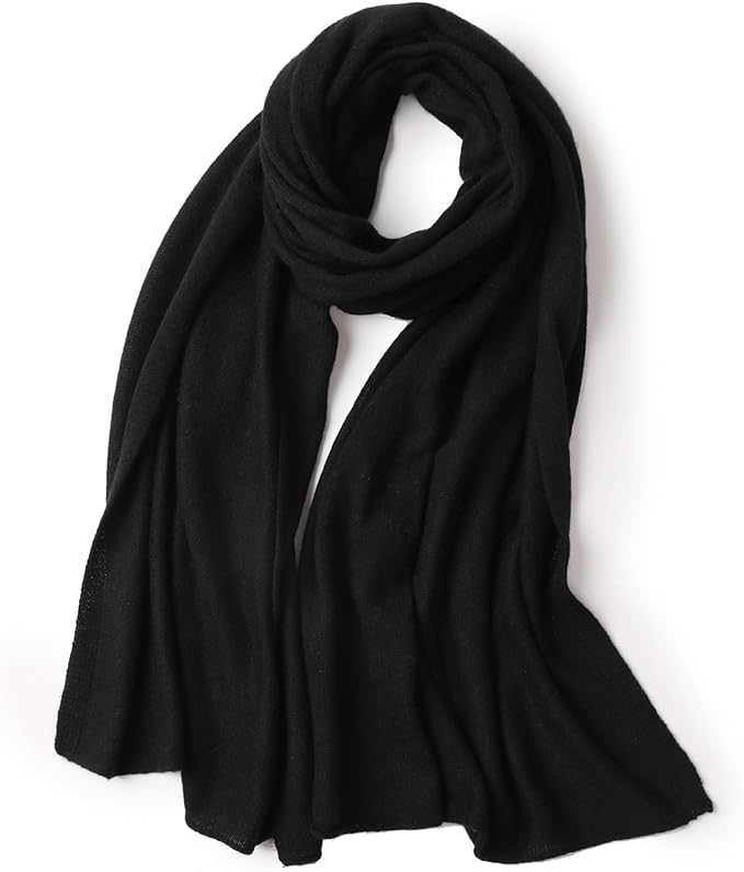 WASALUYA 100% Cashmere Scarf for Women - Knitted Lightweight Travel Wrap, Soft Large Shawl, 71x24 Inches, Luxury Gift