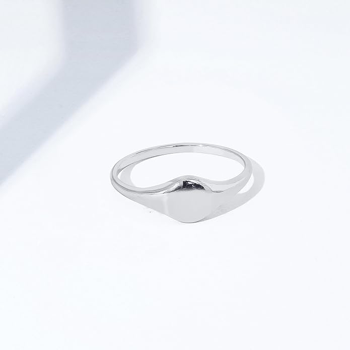 Amazon Essentials 14K Plated Sterling Silver Round Signet Ring