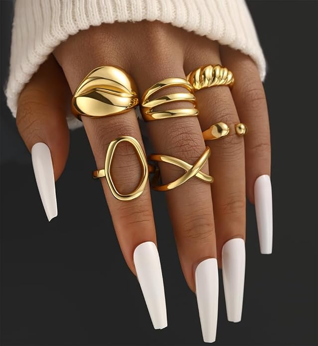 iF YOU 25 Pcs Gold Knuckle Ring Set for Women, Chunky Stackable Finger Midi Rings, Silver Simple Stacking Cute Rings Pack Trendy Stuff Jewelry Gift