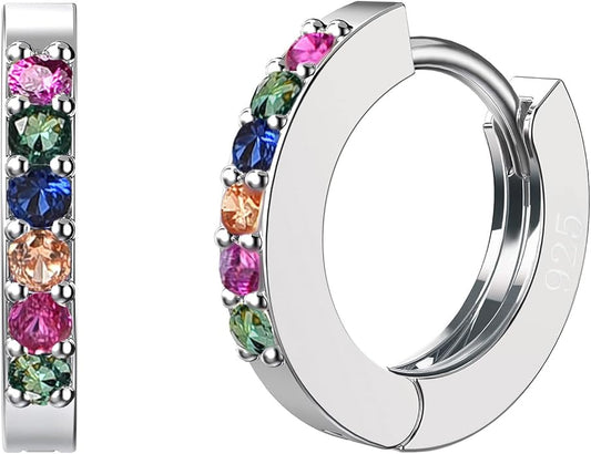 SWEETV 925 Sterling Silver Huggie Hoop Earrings for Women Girls-Tiny Small Cartilage Hoop Earring