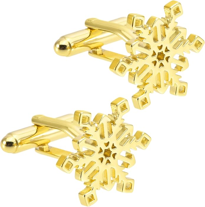 Jonwo Unique Snowflake Shape Cufflinks for Men Women In Gift Box Silver/Gold Men's Cuff Links Jewelry for Wedding Party Daily Office Business Events Tuxedo Dress